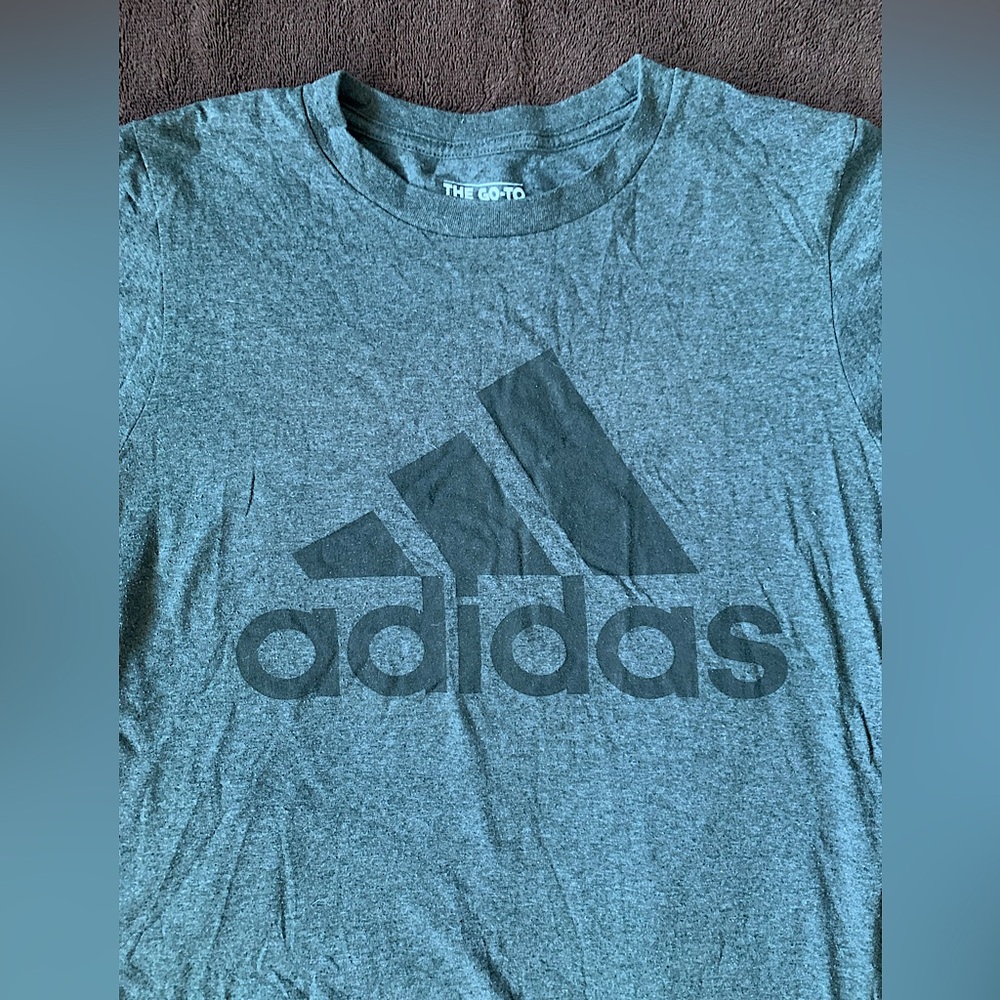 Adidas Women’s The Go To Performance Tee - Gray and Black front logo - Small - Picture 3 of 8